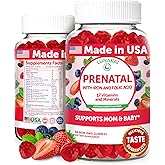 Lunakai USA Made Prenatal Vitamins with Iron & Folic Acid - Delicious Pregnancy Multivitamin Gummies for Women, 60 Count