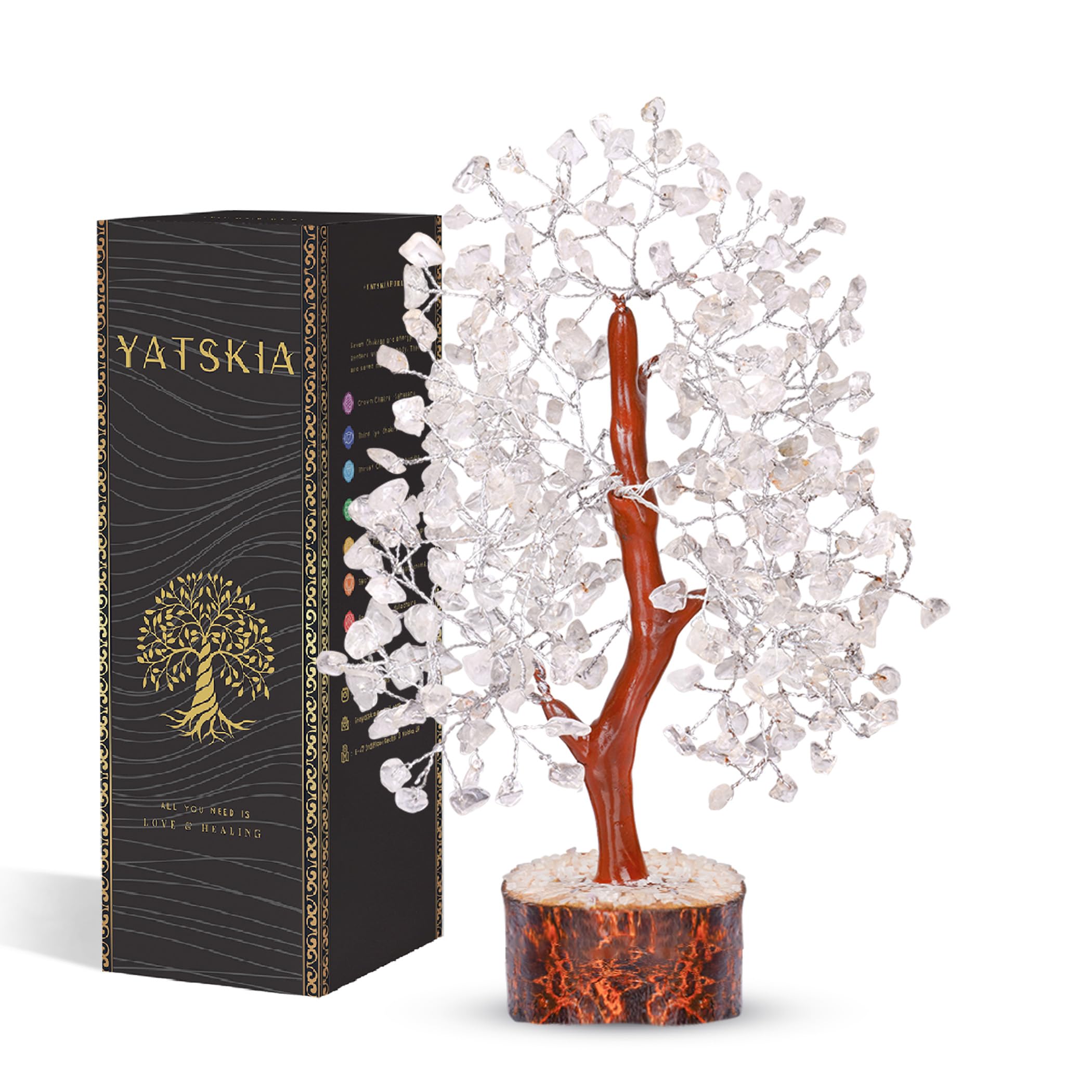 Yatskia Clear Quartz Crystal Tree - Bonsai Tree Crystal Decor for Home, Spiritual Gifts - House Warming & Meditation