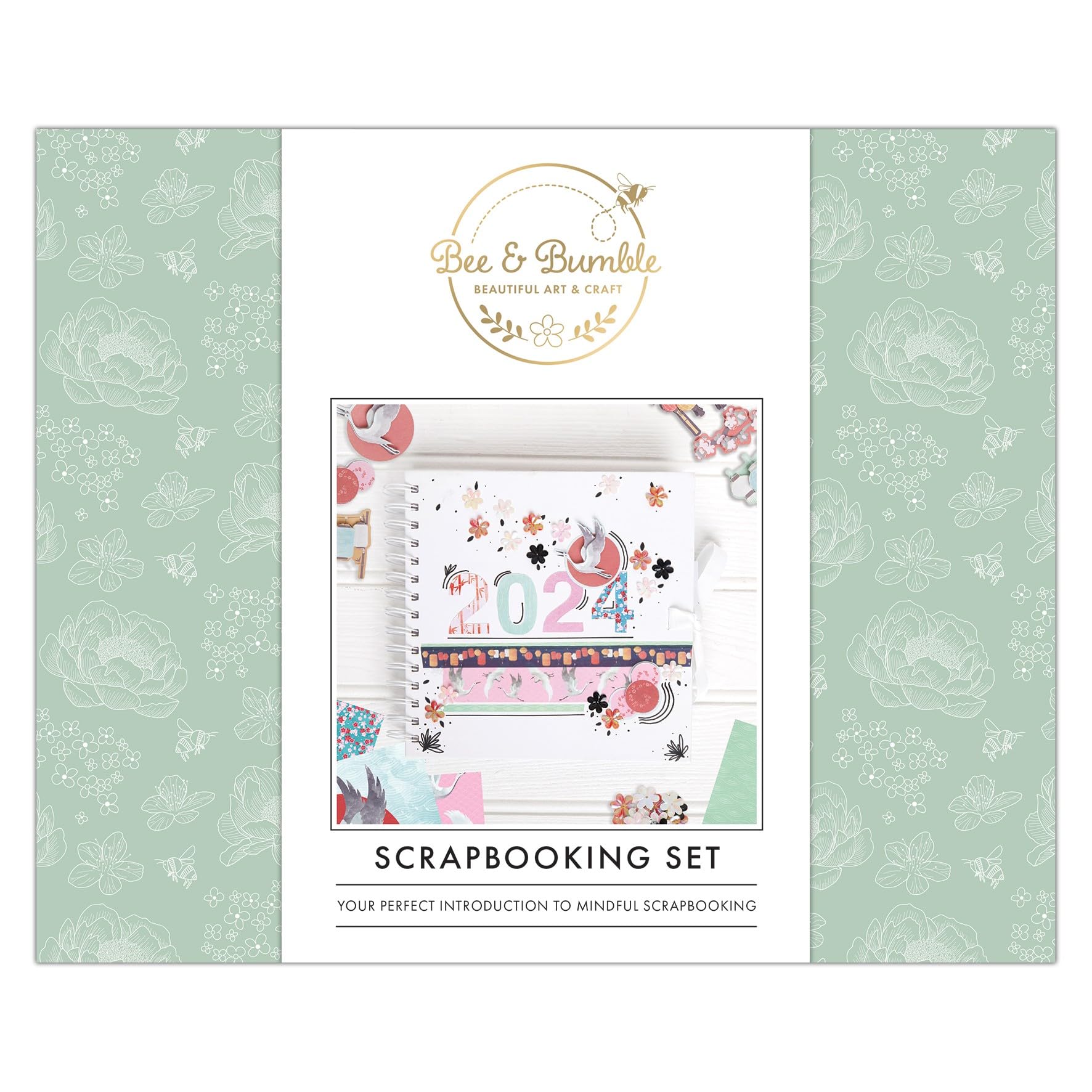 Bee & Bumble Cherry Blossoms Scrapbooking Set, Photo Album, Bullet Journal, Notebook For Ideas & Storing Memories, Decorative