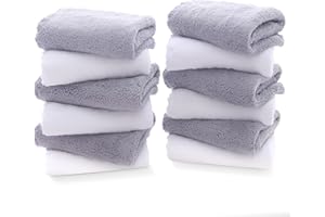 TENSTARS 12 Pack Premium Washcloths Set - Quick Drying- Soft Microfiber Coral Velvet Highly Absorbent Wash Clothes - Multipur