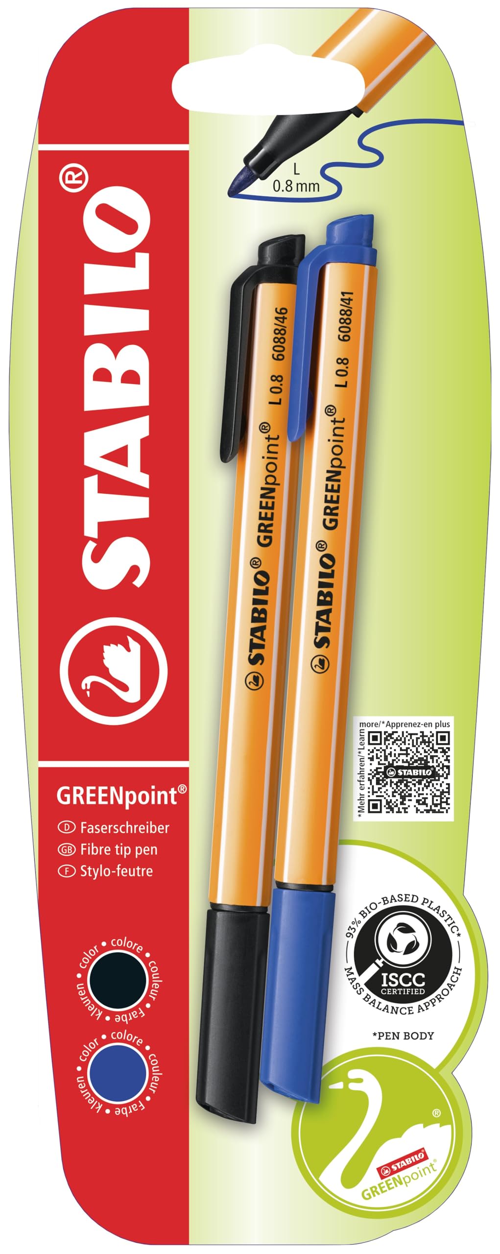 STABILO Felt Tip Sign Pen GREENpoint - Black/Blue
