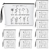Reginary 10 Pcs Christian Gifts for Women Bulk Religious Cosmetic Bag Inspirational Bible Verse Floral Makeup Bag Motivational Quotes with Zipper for Women Sister Church Members(White)