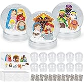 Cinrobiye 12 Set Nativity Snow Globe Craft Kits Make Your Own Jesus Birth Snowglobe Religious Christmas DIY Snow Globe Kit Xmas Winter Holidays Arts and Crafts for Home School Party Decor Activities