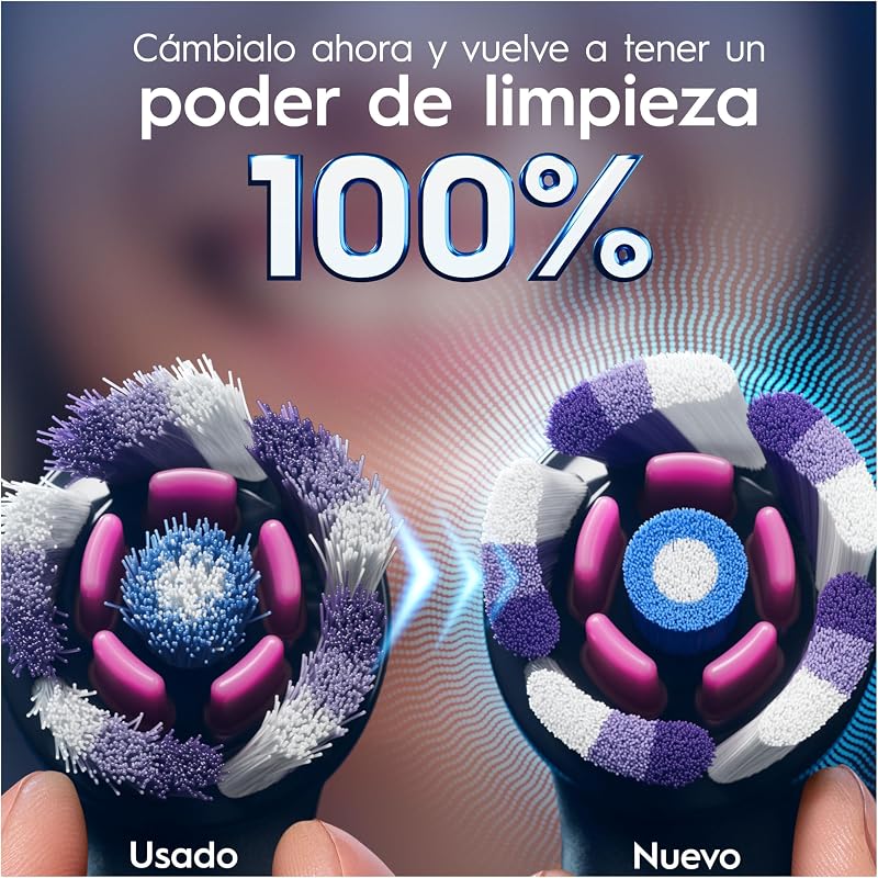 Oral-B Series iO Radiant White Original Replacement Heads, Pack de 4 Recargas Pretas para Escovas de Dentes Elétricas Oral-B iO, Branqueamento de Dentes, Remoção de Manchas