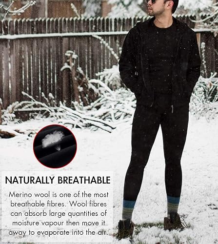 LAPASA Men's 100% Merino Wool Base Layer Set - Lightweight Thermal Underwear (Top & Bottom