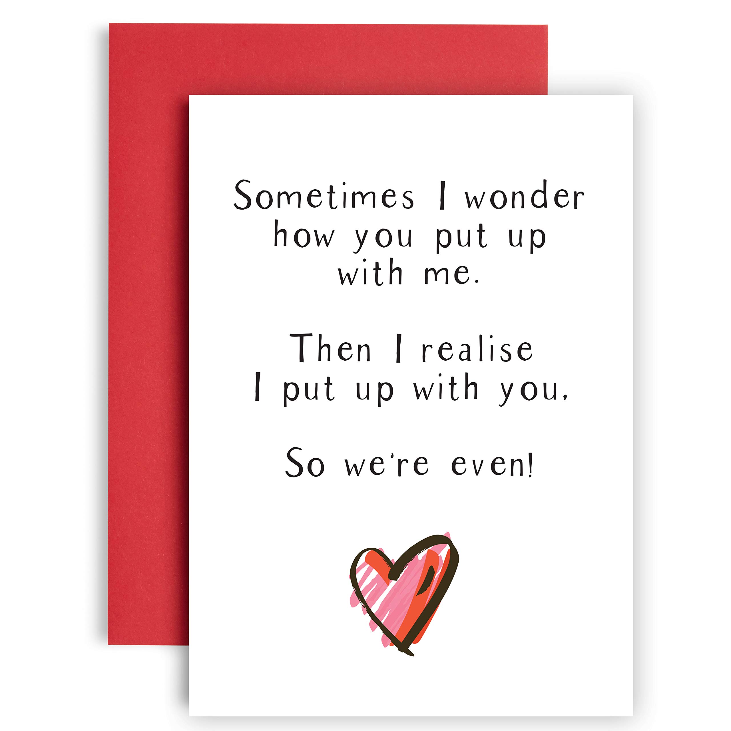We Put Up with Each Other! Funny Birthday & Wedding Card - Banter Card for Husband & Wife - A5