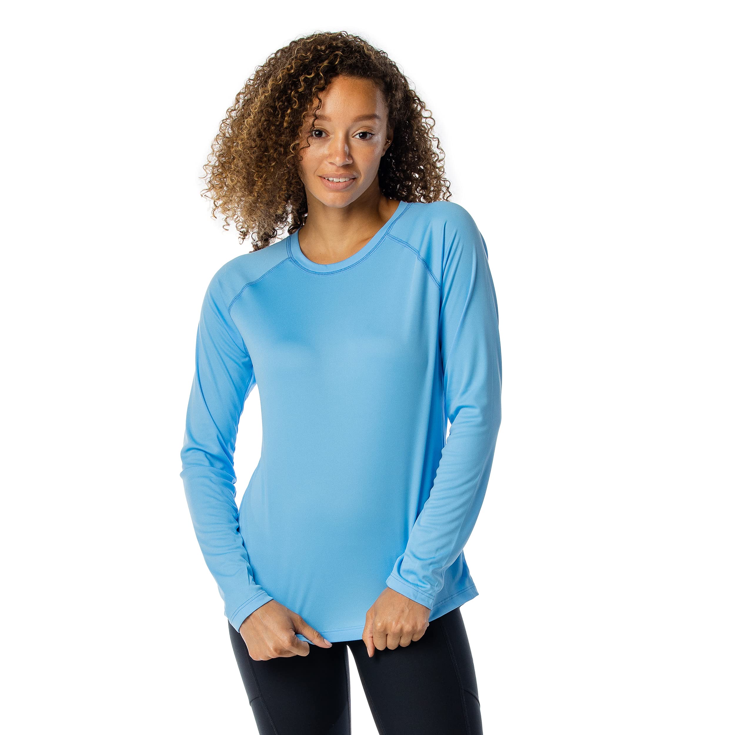 Photo 1 of Vapor Apparel Women’s UPF 50+ UV Sun Protection Long Sleeve Performance Regular Fit T-Shirt for Sports and Outdoor, Large, Columbia Blue