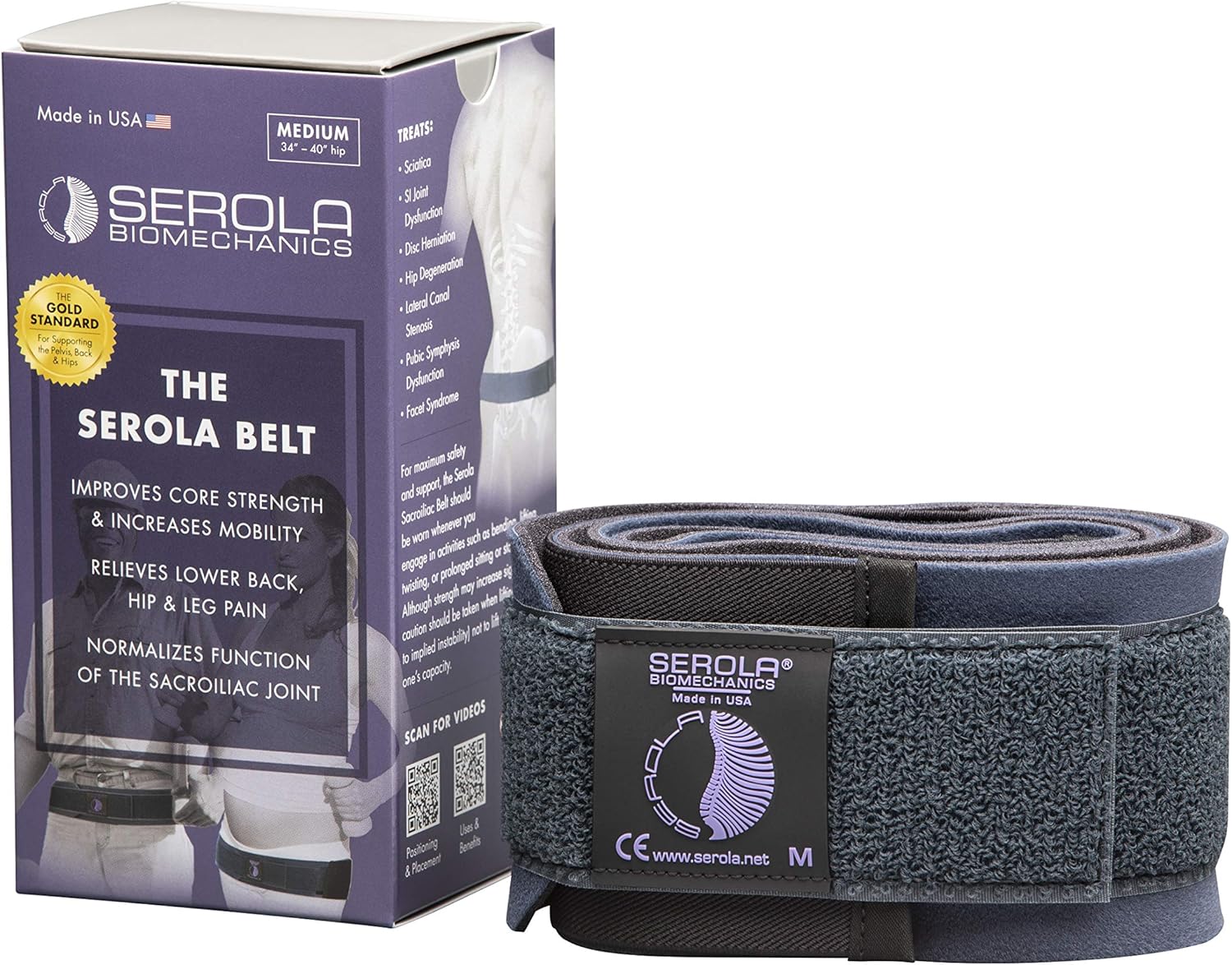 SEROLA Sacroiliac Belt, Large – Fits 40” to 46” Hip Measurement: Health & Personal Care