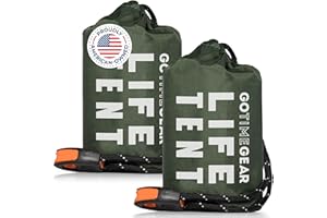 Go Time Gear Survival Life Tent • 2 Person Mylar Emergency Shelter Tube Tent + Paracord • All-Weather Protection for Camping, Hiking, & Survival Kits • Includes Emergency Whistle