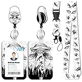 Funny UFO ID Badge Holder with Breakaway Lanyard &Heavy Duty Retractable Reel-360°Rotating Carabiner Keychain for WomenStudents,Teachers, Nurses, Office Use