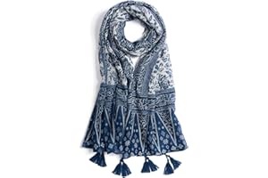 QIUTIMIY Scarf for Women Lightweight Soft Floral Leopard Printed Scarves Fall Winter Fashion Shawl Wrap with Fringe
