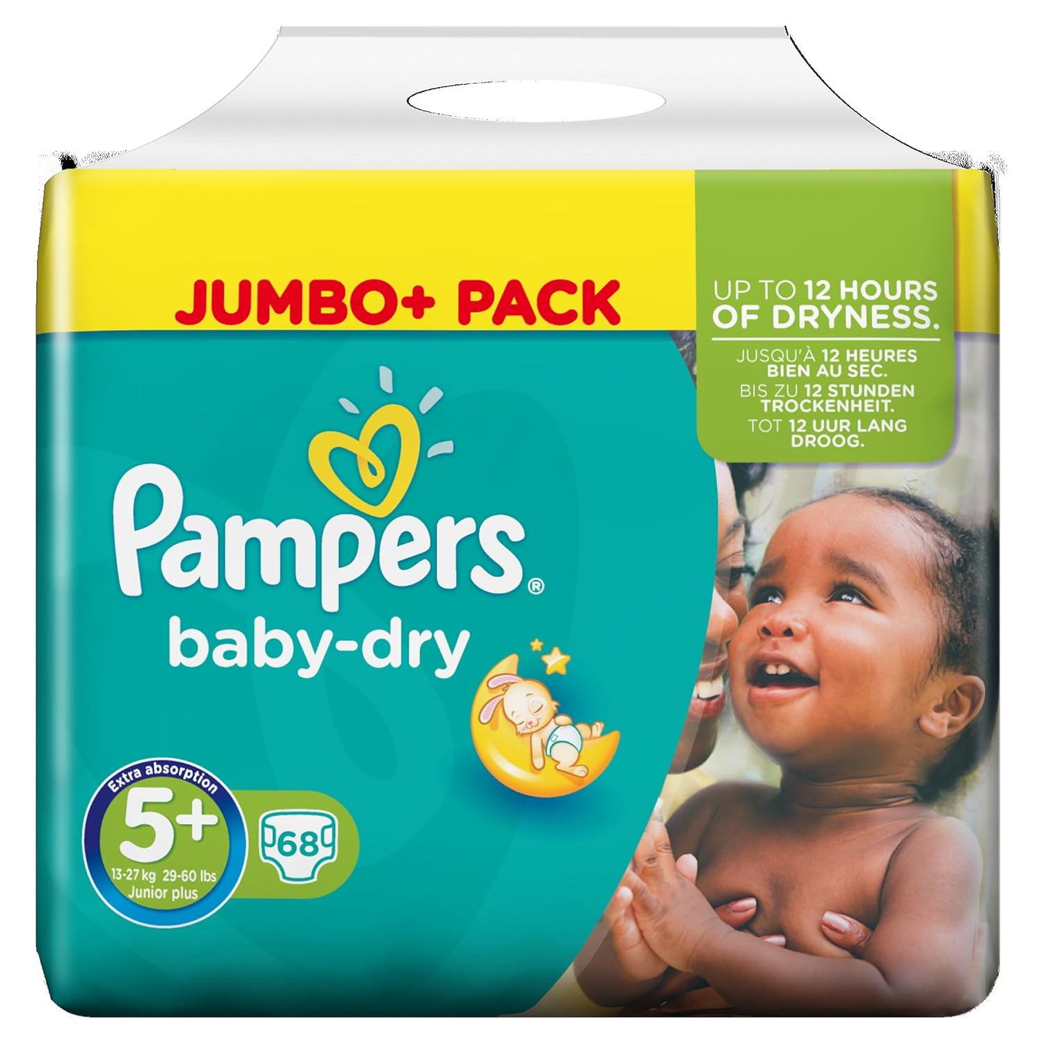 Pañales Pampers BabyDry, talla 5 Plus (Júnior Plus) 1327 kg, una