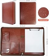 NEWYES Leather Zipper Conference Folder A4 Brown PU Portfolio Organizer view 7