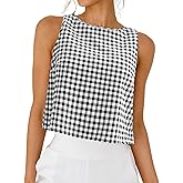 ONFERS Womens Gingham Top Summer CropTank Tops Button Back Casual Sleeveless Shirts Blouses Resort Wear 2026