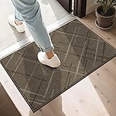 COSY HOMEER Front Door Mat Low Profile Non-Slip Doormat for Entryway, Absorbent Dirt Trapper Washable Entrance Mat, Sturdy Polyester Doormats (32"x20", Brown)