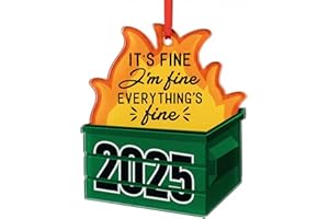 PETCEE Dumpster Fire Funny Christmas Ornaments 2025 - Hilarious Funny Acrylic Christmas Decor Unique Inappropriate Gifts for Adults Family Friends Coworkers Novelty 2025 Christmas Ornaments