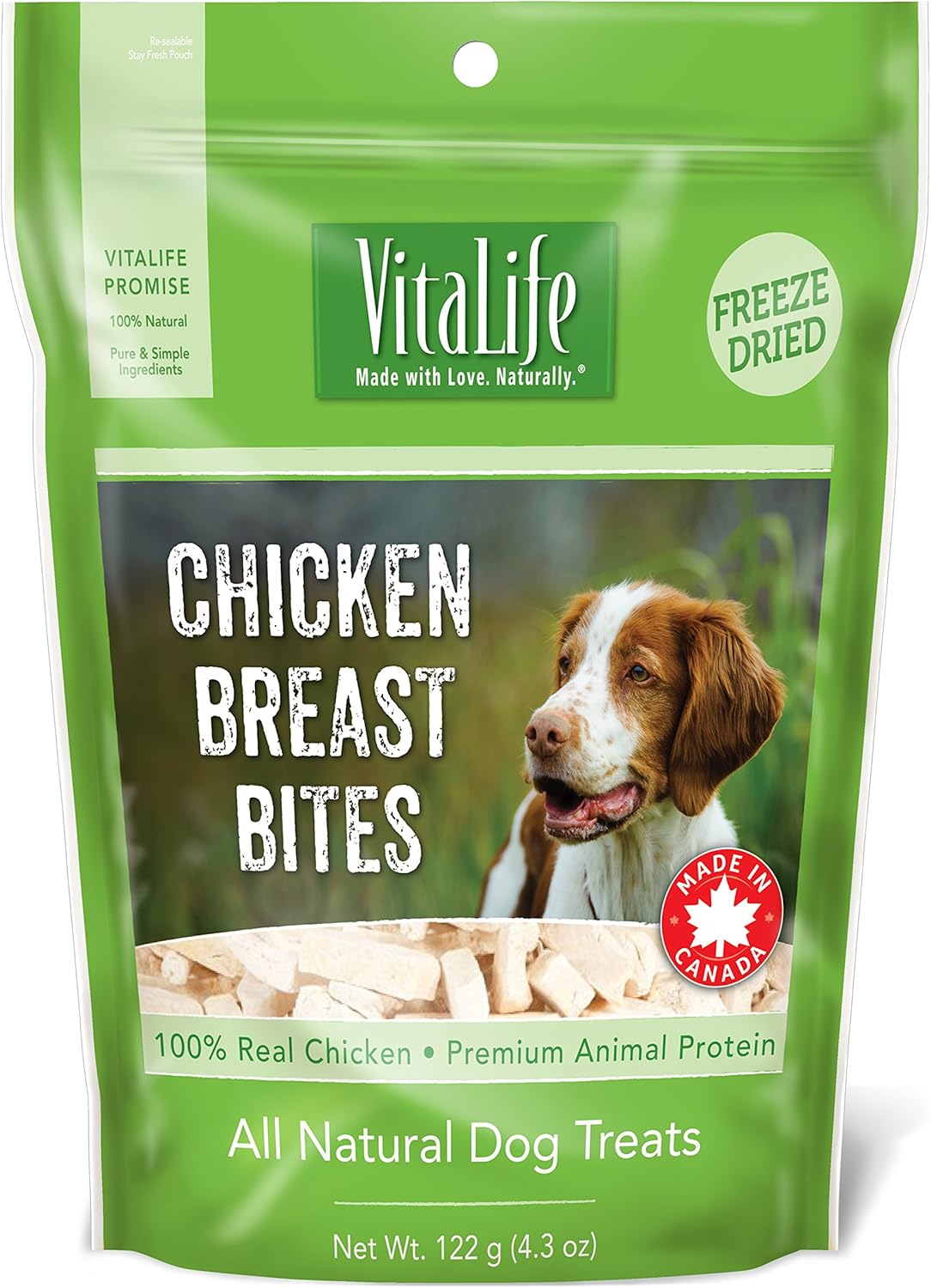 VitaLife Freeze Dried Dog Treats All Natural, Freeze Dried Chicken Breast Bites, 122 g Amazon