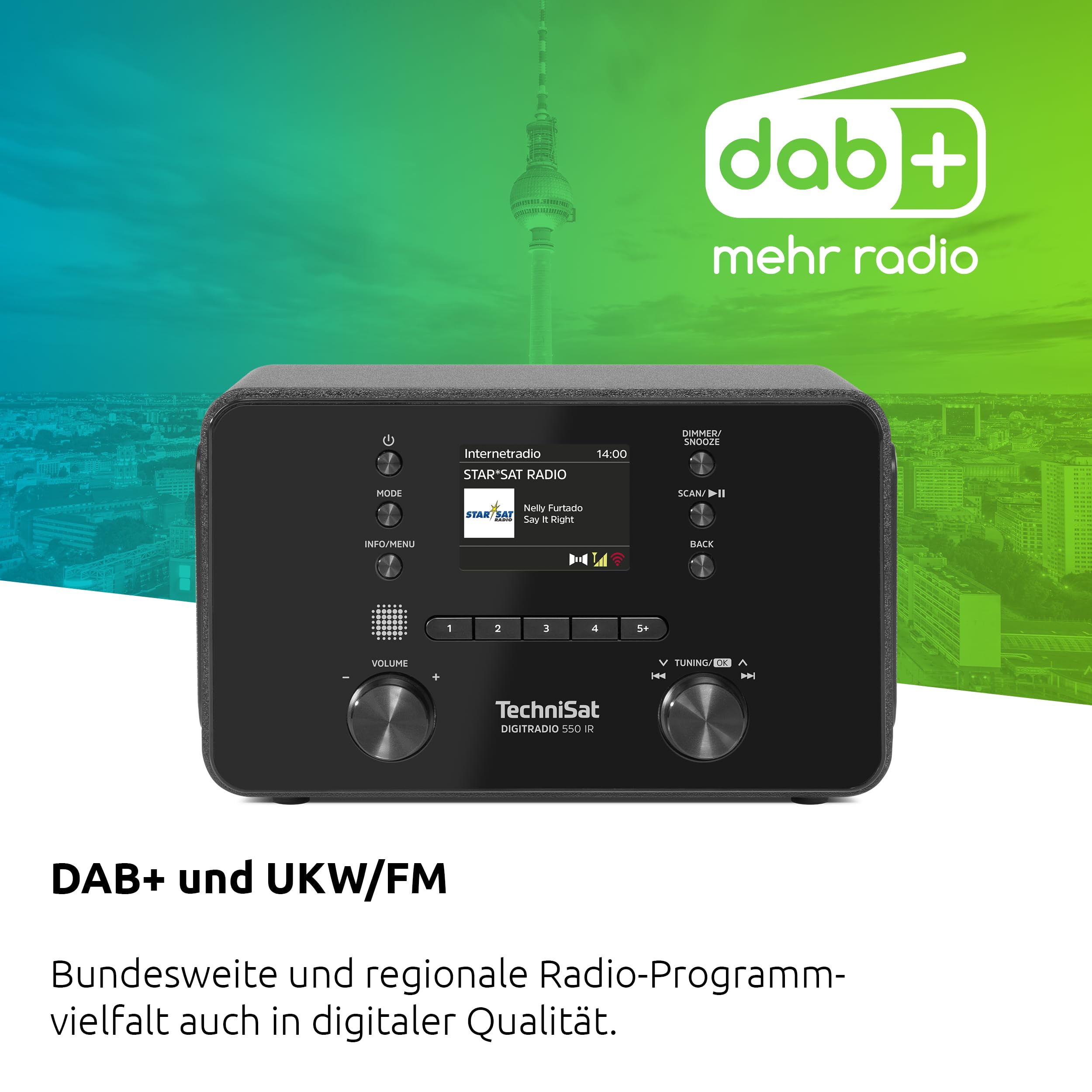 TechniSat DIGITRADIO 550 IR - Internetradio mit 10 Watt RMS Stereo-Sound (DAB+, UKW, WLAN, Bluetooth, Farbdisplay, Fernbedienung & App-Steuerung, Wecker-Funktion) 3