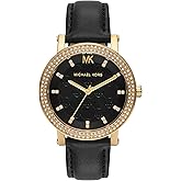 Michael Kors Corey Three-Hand Black Leather Watch