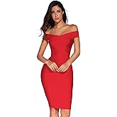 meilun Women's Rayon Off Shoulder Bandage Bodycon Party Dress