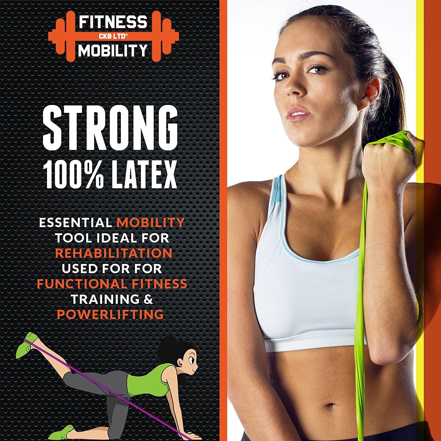CKB Ltd® Pack of 3 Resistance Bands Set Exercise LOOP BANDS Elastic Ankle Leg Home Gym Fitness, Natural Latex - Image 4