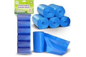 Mighty Clean Baby Disposable Diaper Bag Refill Rolls - Waste Sacks with Light Powder Scent - 72 Count