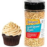 Bakerpan Quins Sprinkles for Cake Decorating - 4 Ounces - Gold Edible Confetti Sprinkles for Cupcakes, Ice Cream, Cookies, Cakes (Made in USA)