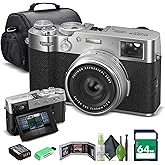 FUJIFILM X100VI Point &amp; Shoot Camera (Silver) &amp; Case (16821822) Bundle | For Travel, Everyday Photography &amp; Video | Includes 64GB Memory Card, Memory Card Wallet, USB Card Reader, Cleaning Kit