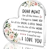 Aunt Gifts - Unique Acrylic Heart Sign Plaque Desk Decoration for Auntie's Birthday, Christmas, Wedding, Mother's Day, Gift for Aunt from Nephew Niece