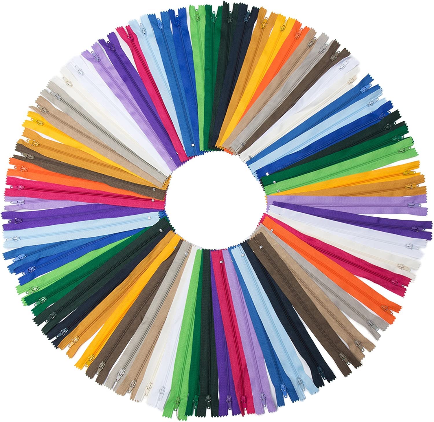 YAKA 60pcs 9 Inch Nylon Coil Zippers Sewing Zippers Bulk for Tailor Sewing Bags Garment Crafts DIY Accessories (20 Color)