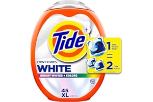 Tide Power PODS White Laundry Detergent Pacs, 45 Count, Brilliant Whitening + Color Protect
