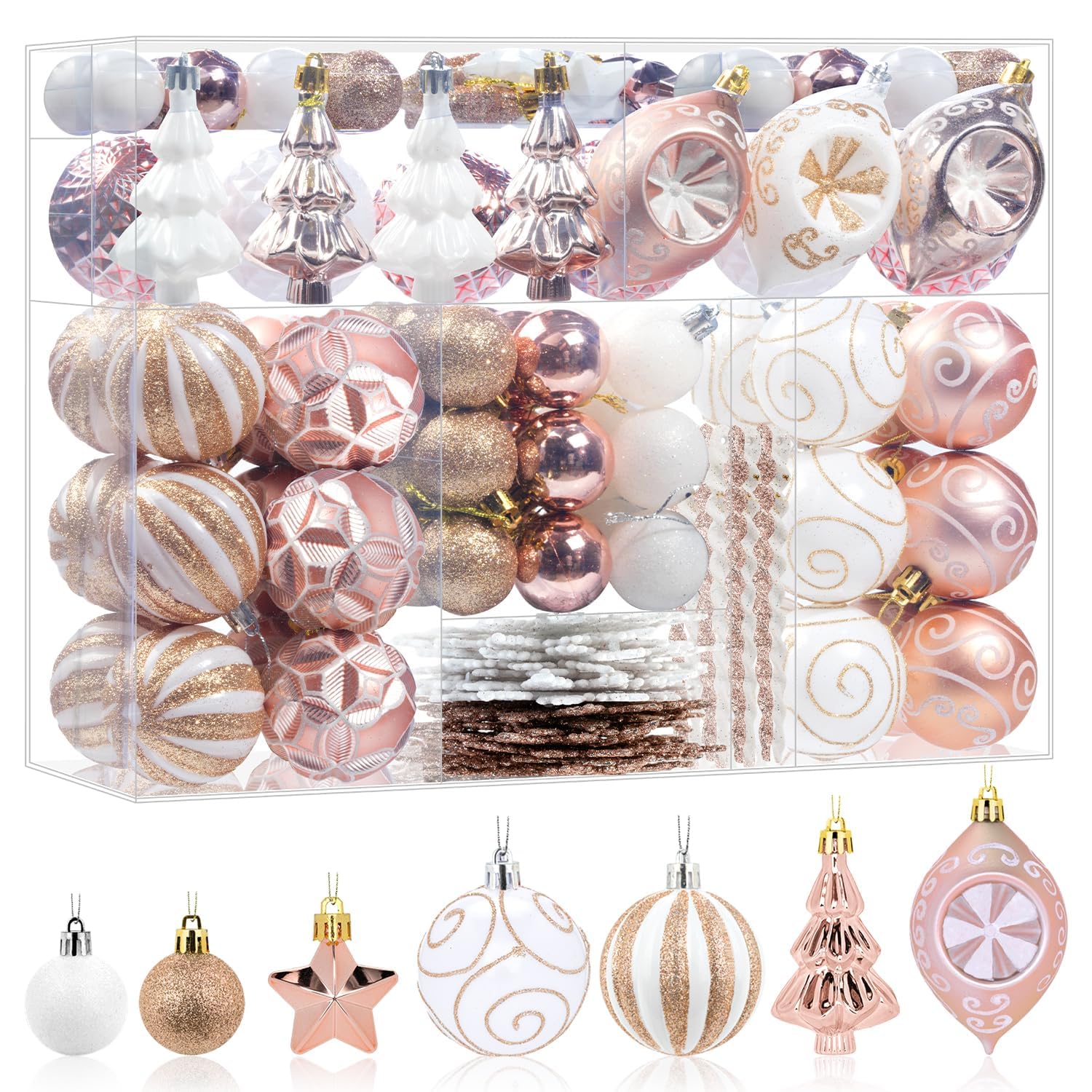 Boovnll 9Pcs Christmas Ball Ornaments, 2.4" Shatterproof Glitter Plastic Hanging Pendants Christmas Balls Holiday Xmas Tree Wedding Party Decor Christm