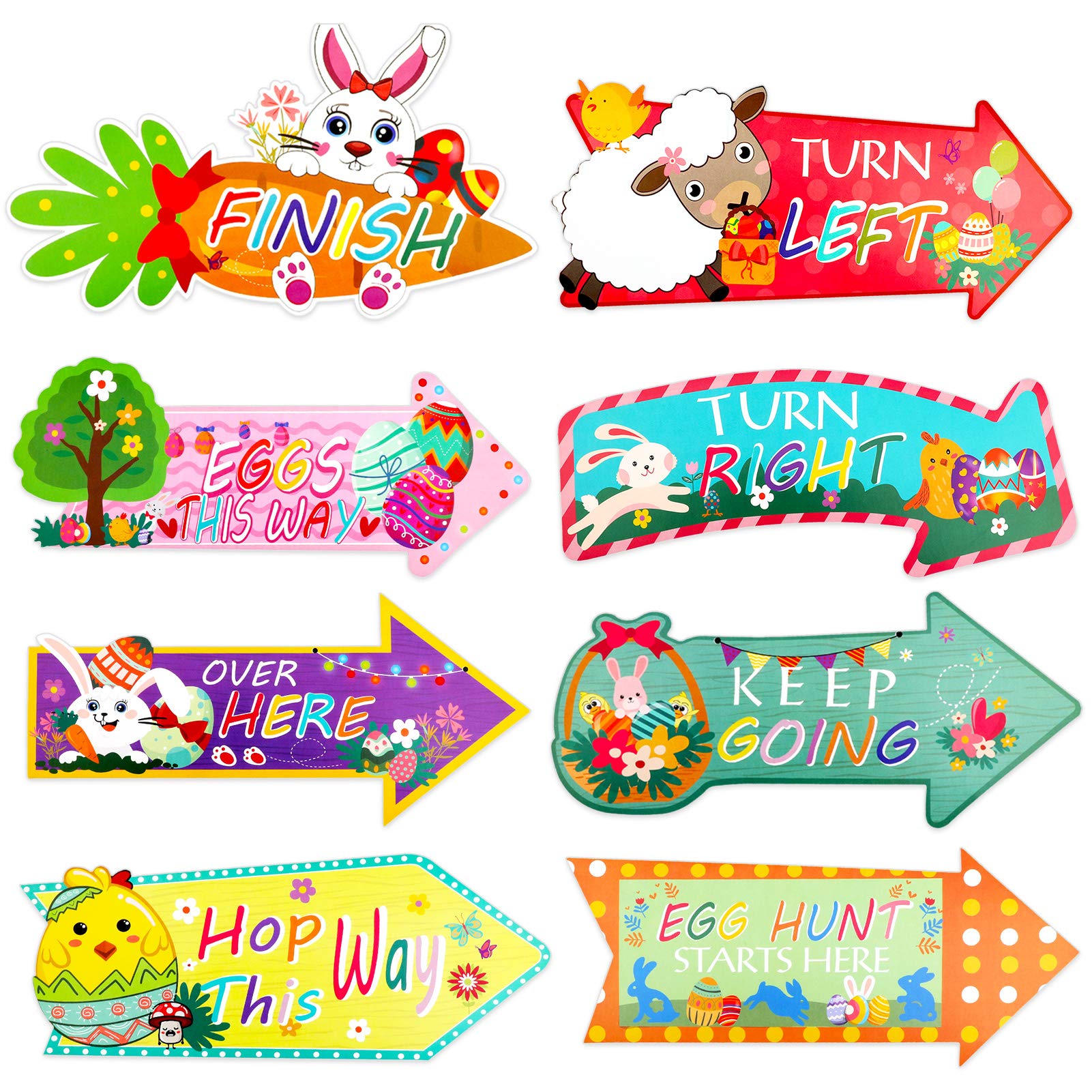 HOWAF 16pcs Easter Egg Hunt Kit, Easter Egg Hunt Signs, Easter Egg Hunt Clues Kids Party Home Garden Easter Decorations Fun Easter Egg Hunt Game Props with Sticks