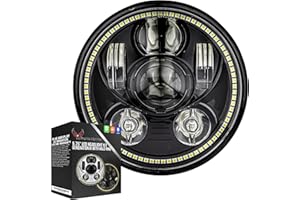 Eagle Lights 8900BG3H-SCOUT Indian Scout Motorcycle LED Headlight with White Halo Ring, Fits 2015+ Scout 60, Scout and Scout Bobber, Black