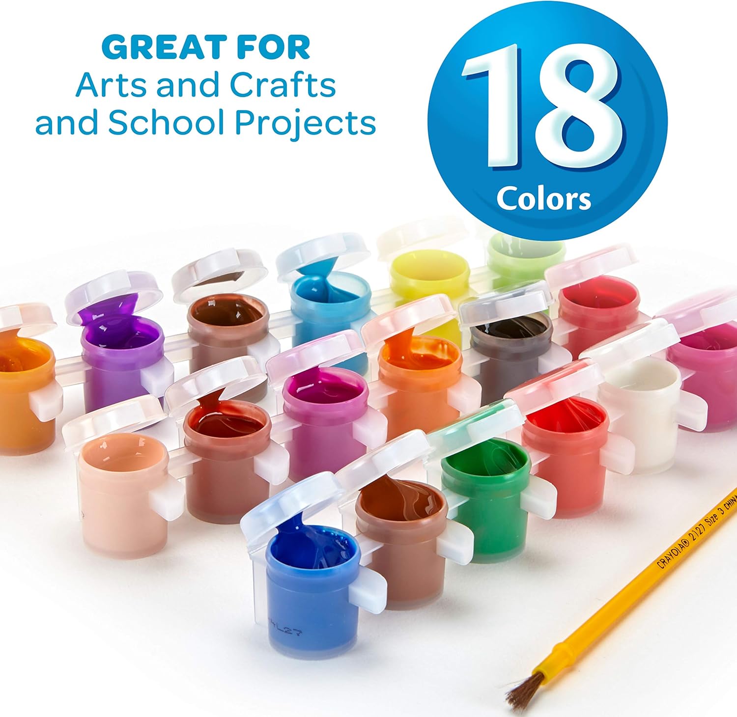 Crayola Washable Kids Paint Set & Paintbrush, Painting Supplies, 18 Count: Toys & Games