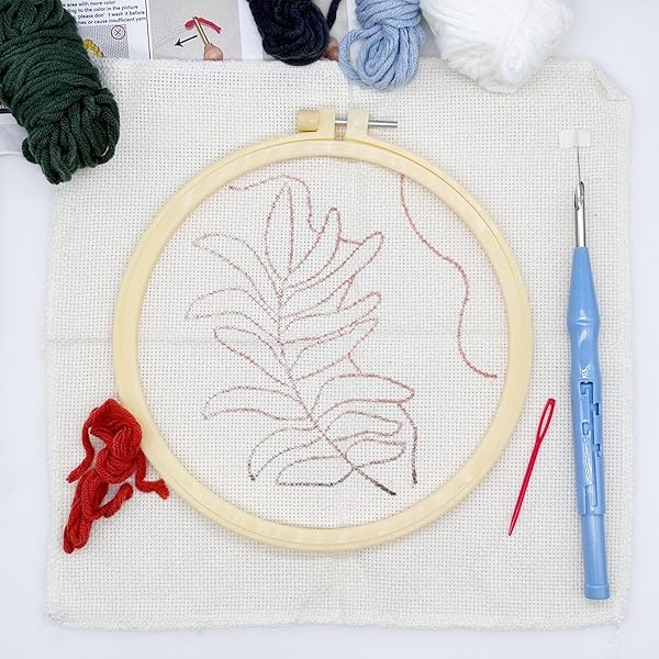 ALLAZONE 3 SET PUNCH NEEDLE EMBROIDERY KITS, PUNCH NEEDLE KITS FOR ADULTS BEGINNER WITH SUNFLOWER PATTERN, INSTRUCTION, PLASTIC HOOP, YARN AND EMBROIDERY HANDLE NEEDLE PEN
