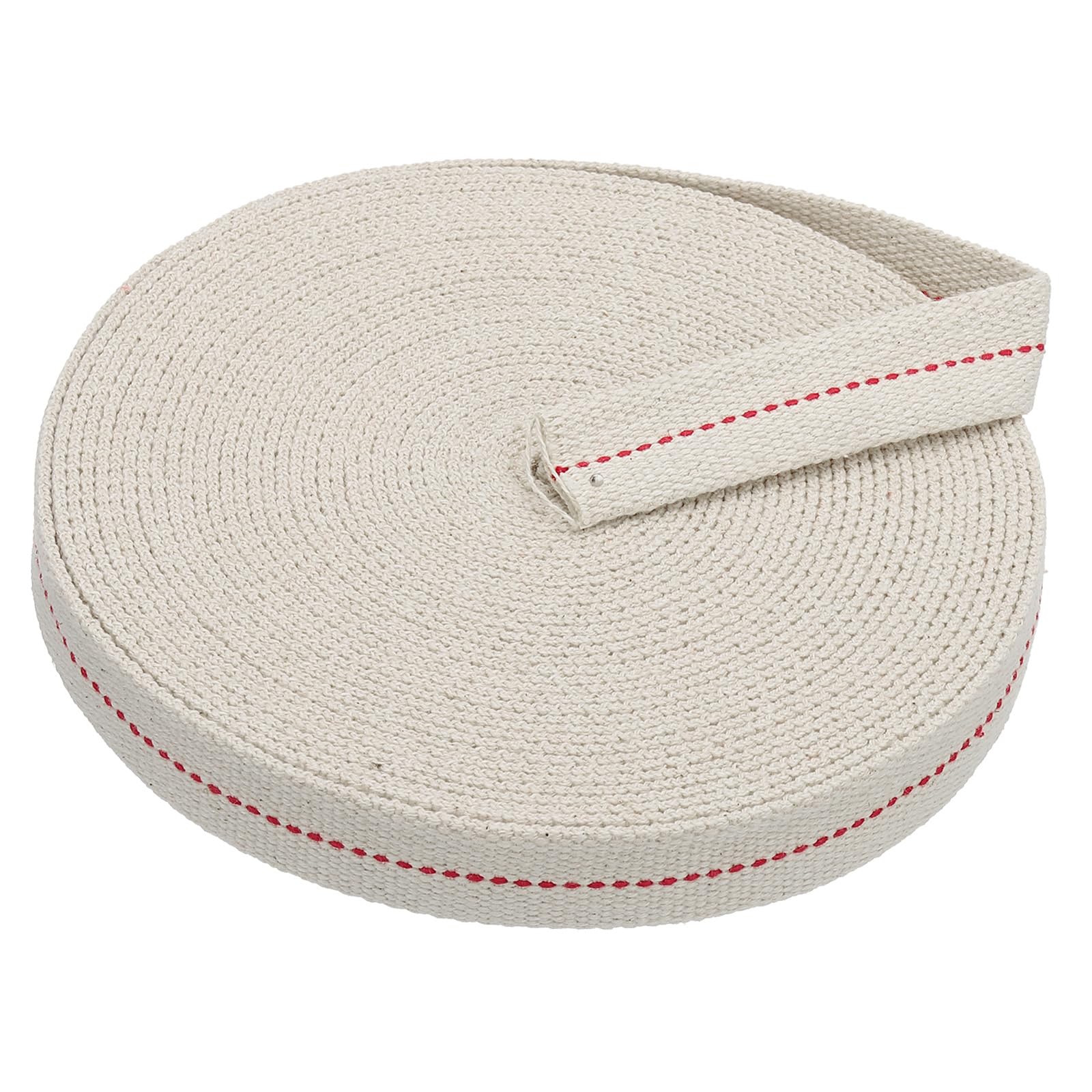 PATIKIL 7/8" Wide 33 Feet 100% Cotton Flat Wick, Oil Lamp Wicks with Red Stitch for Kerosene Lamp Lantern Oil Burner
