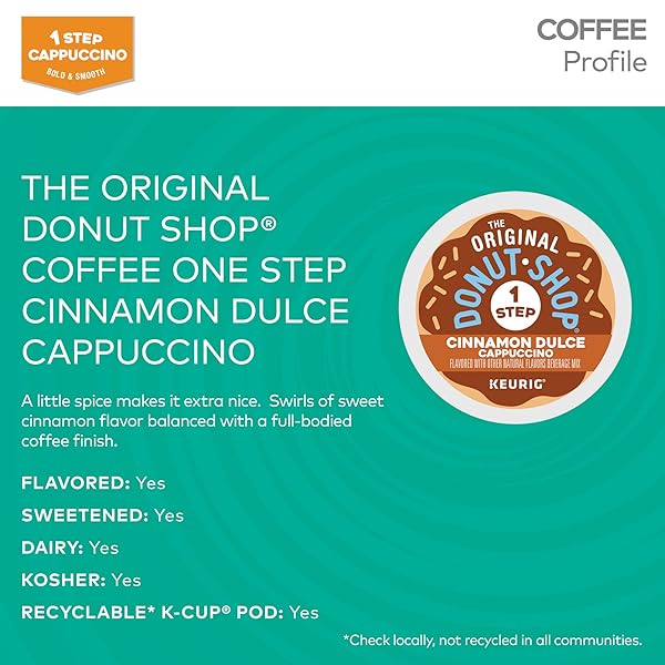 THE ORIGINAL DONUT SHOP ONE-STEP CINNAMON DULCE CAPPUCCINO, KEURIG SINGLE-SERVE K-CUP PODS, 20 COUNT