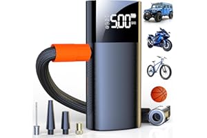 BROKELIT Tire Inflator Portable, 2x Faster Mini Air Compressor,150PSI Cordless Air Pump with LED Light for Cars, Bike & Motorcycle Tires, Ball (Metallic Black)