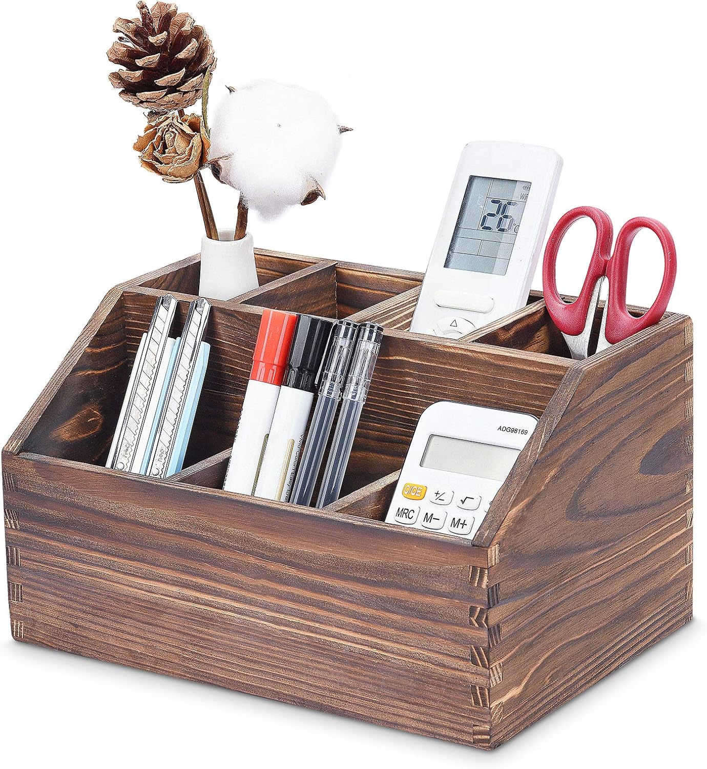 Lovewud Desk Organizer with 3 Adjustable Dividers, Wood