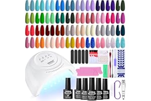 JEWHITENY 45PCS Gel Nail Polish Kit with U V Light LED Nail Lamp 40 Colors Set Manicure Nail Gel Kit