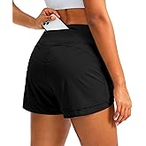 Soothfeel Women's Running Shorts High Waisted Quick-Dry 3 Inch Gym Workout Athletic Shorts for Women with Zipper Pocket