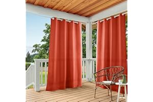 TOWN & COUNTRY BASICS Cabana Solid Heavyweight Indoor Outdoor Curtains, Light Filtering Opacity with Grommet Top, Water Repellent, 2-Pack Set, 54"x84", Mecca Orange