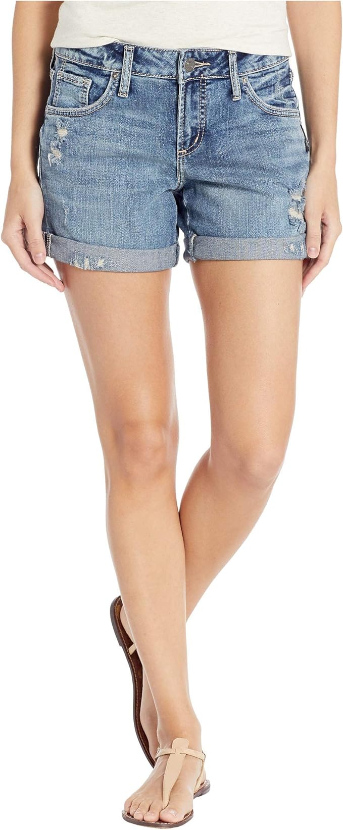 silver boyfriend shorts