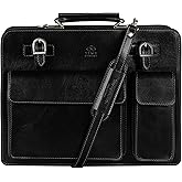 Time Resistance Leather Briefcase - Classy Bag for Men - Business and Vintage Briefcase Made in Italy