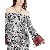Rachel Roy Womens Paisley Peasant Blouse, Black, X-Small