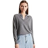 GreenMount Womens Super Lightweight Worsted Deep V-Polo Cashmere Sweater Pullover for Spring and Summer Keep 37.5 Warm