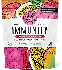 Pitaya Foods - Frozen Organic Immunity Bite-Sized Pieces, Pre-Packaged Frozen Dragon Fruit, Passion Fruit, Mango, No Added Su