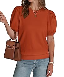 Womens Puff Short Sleeve Shirts Summer Tops for