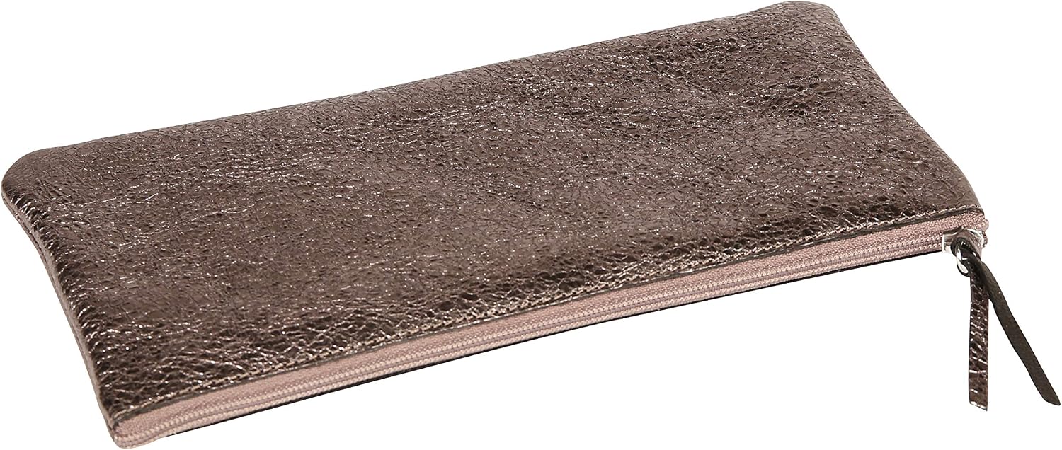 Clairefontaine 410018C, One Genuine Lambskin Flat Pink Mirror Effect Pencil Case, Size: 22x11 cm, School Supplies - Image 3